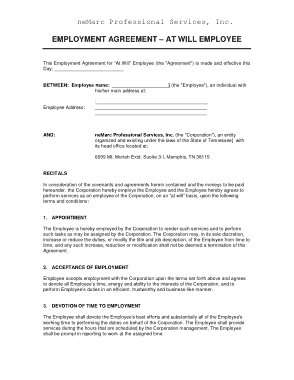 Free Download PDF Books, Will Employment Agreement Template