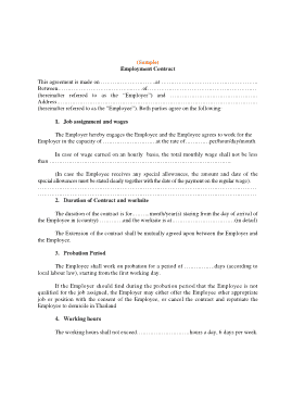 Free Download PDF Books, Sample Work Employment Contract Agreement Format Template