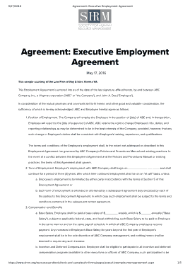 Free Download PDF Books, Sample Executive Employment Agreement Template