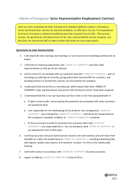 Free Download PDF Books, Contract Sales Employment Agreement Template