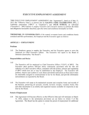 Free Download PDF Books, Standard Executive Employment Agreement Template