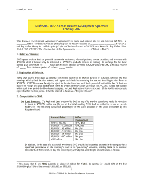 Free Download PDF Books, Draft SHG XYZC0 Business Development Agreement Template