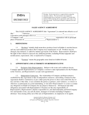 Free Download PDF Books, Specimen Sales Agency Agreement Template