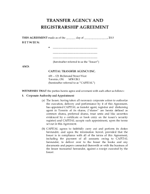 Free Download PDF Books, Transfer Agency and Registrarship Agreement Template