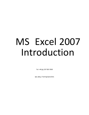Free Download PDF Books, Ms Excel 2007 Introduction
