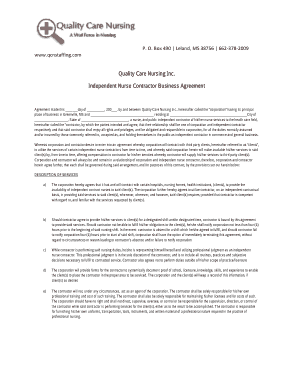 Free Download PDF Books, Nurse Contractor Business Agreement Template