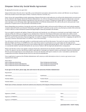 Free Download PDF Books, Simpson University Social Media Agreement Template