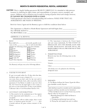 Free Download PDF Books, Month To Month Residential Rental Agreement Template