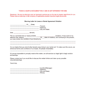 Free Download PDF Books, Warning Letter For Rental Agreement Violation Template