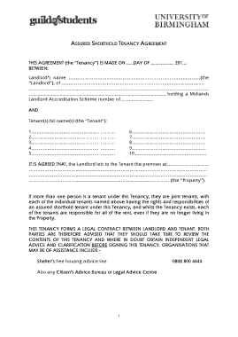 Free Download PDF Books, Shorthold Tenancy Agreement Template