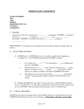Free Download PDF Books, Basic Horse Lease Agreement Template