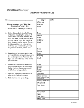 Free Download PDF Books, Diet Diary and Exercise Log Sheet Template