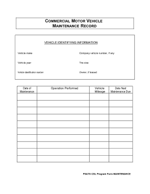 Free Download PDF Books, Commercial Vehicle Maintenance Log Template