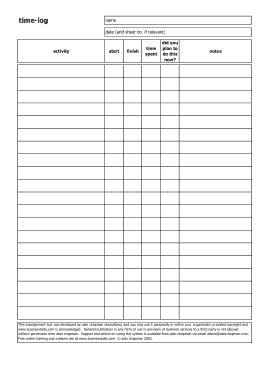 Free Download PDF Books, Activity Log Time Management Template