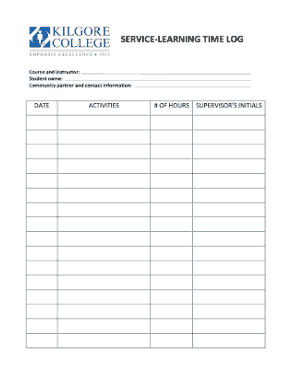 Free Download PDF Books, Service Learning Time Log Sample Template