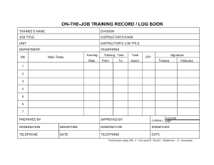 Free Download PDF Books, On-The-Job Training Log Template