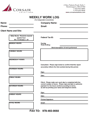 Free Download PDF Books, Weekly Work Log Template