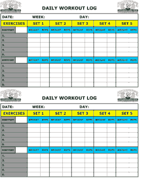 Free Download PDF Books, Daily Workout Log Sheet Template