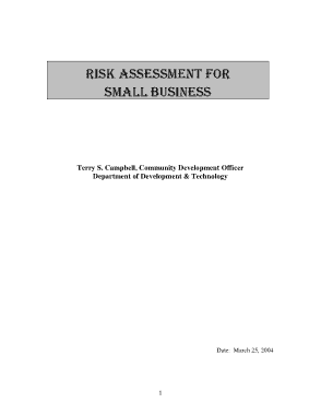 Free Download PDF Books, Small Business Risk Assessment Sample Template