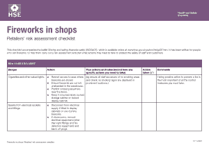 Free Download PDF Books, Fireworks in Shops Retail Risk Assessment Checklist Template
