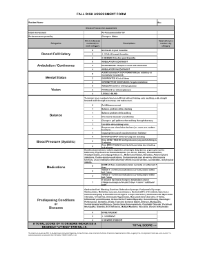 Free Download PDF Books, Fall Risk Assessment Form Template