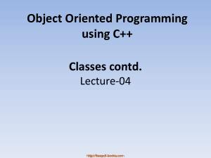 Free Download PDF Books, Object Oriented Programming Using C++ Classes Contd – C++ Lecture 4