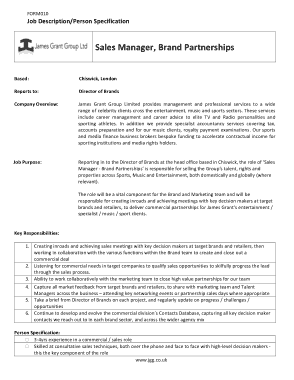 Free Download PDF Books, Brand Sales Manager Job Description Template