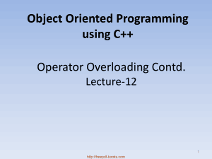 Object Oriented Programming Using C++ Operator Overloading Contd &#8211; C++ Lecture 12