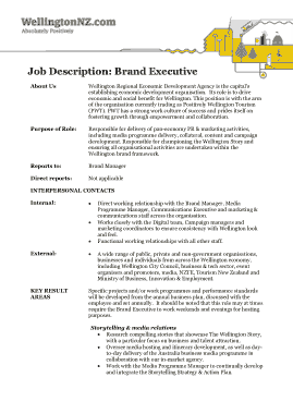 Free Download PDF Books, Sample Brand Executive Manager Job Description Template