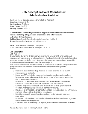Free Download PDF Books, Event Coordinator Administrative Assistant Job Description Template