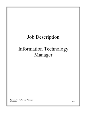 Free Download PDF Books, Information Technology Manager Job Description Sample Template