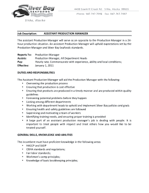 Free Download PDF Books, Assistant Production Manager Job Description Template
