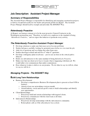 Free Download PDF Books, Assistant Project Manager Job Description Template