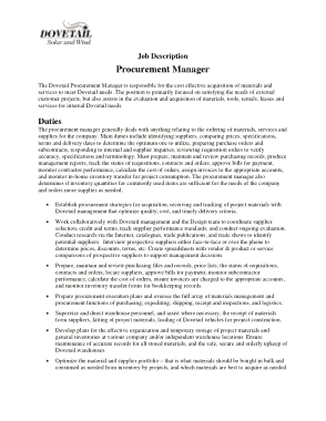 Free Download PDF Books, Procurement Manager Job Description Sample Template