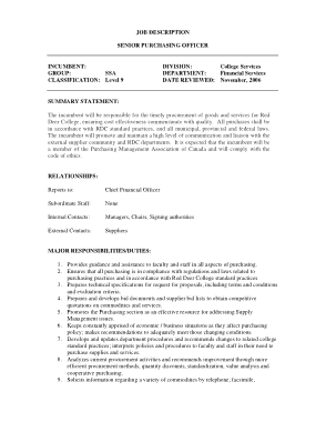 Free Download PDF Books, Senior Purchasing Officer Job Description Template