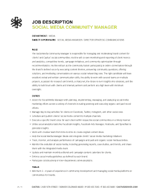 Free Download PDF Books, Social Media Community Manager Job Description Template