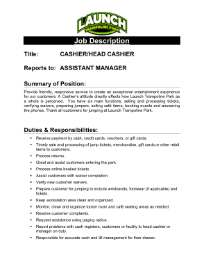 Free Download PDF Books, Head Cashier Job Description Template