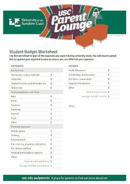 Free Download PDF Books, Budget Student Worksheet Template
