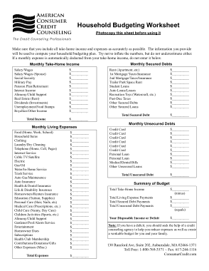 Free Download PDF Books, Monthly Household Budget Worksheet Template