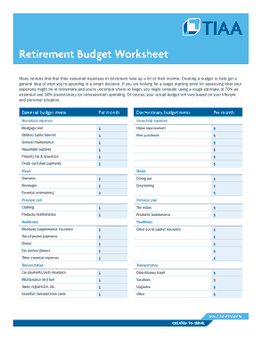 Free Download PDF Books, Retirement Budget Worksheet Template