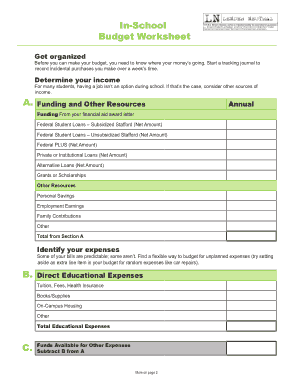 Free Download PDF Books, School Budget Worksheet Template