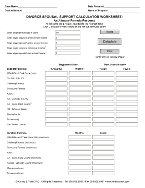 Free Download PDF Books, Divorce Spousal Support Calculator Worksheet Template