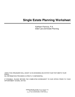 Free Download PDF Books, Single Estate Planning Worksheet Template