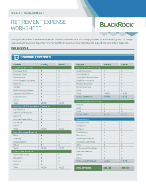 Free Download PDF Books, Sample Retirement Expense Worksheet Template