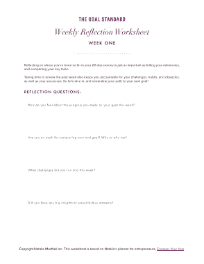 Free Download PDF Books, Weekly Reflection Worksheet Template
