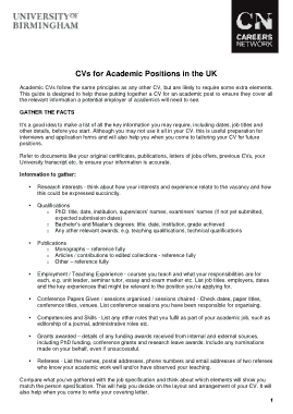 Free Download PDF Books, Academic Positions in the UK CV Template