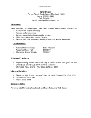 Free Download PDF Books, High School CV With Experience Template