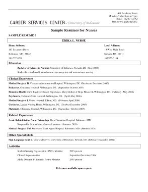 Free Download PDF Books, Sample Nursing CV Template
