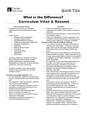 Free Download PDF Books, Difference in CV and Resume Template