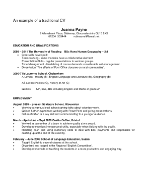 Free Download PDF Books, Traditional CV Template